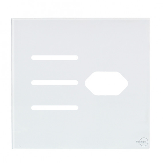 Placa p/ 3 Interruptores + Tomada 4x4 - Novara Glass Branco 